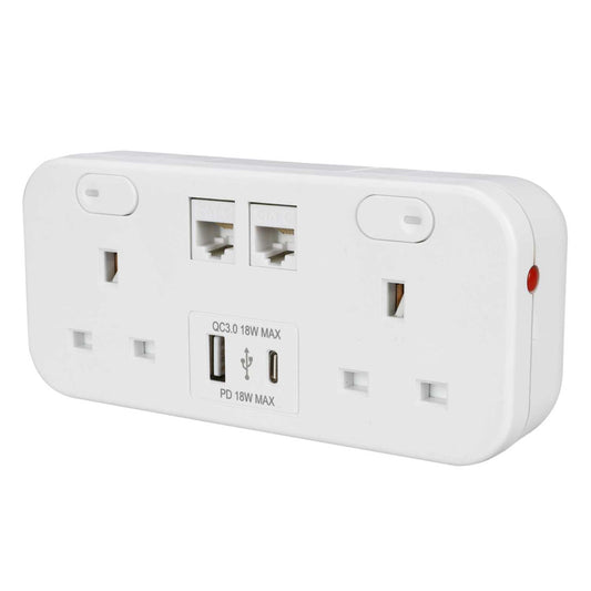 Marshall Tufflex Icon Desktop Module 2 x Power Sockets / 1 x USB-C / 1 x USB-A and 2 x Cat6 White