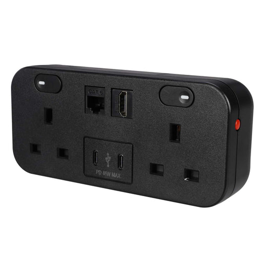 Marshall Tufflex Desktop Module 2 x Power Sockets / 2 x 65W USB-C / 1 x Cat6 and Hdmi Ports Black