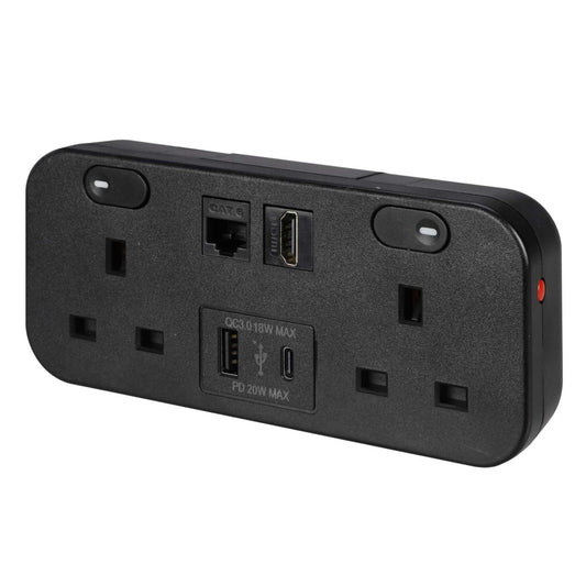 Marshall Tufflex Desktop Module 2 x Power Sockets / 2 x USB / 1 x Cat6 and 1 x Hdmi Port Black