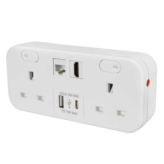 Marshall Tufflex Desktop Module 2 x Power Sockets / 2 x USB / 1 x Cat6 and 1 x Hdmi Port White