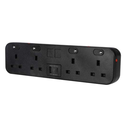 Marshall Tufflex Icon Desktop Module 4 Gang Power Socket / 1 x USB-C / 1 x USB-A Black