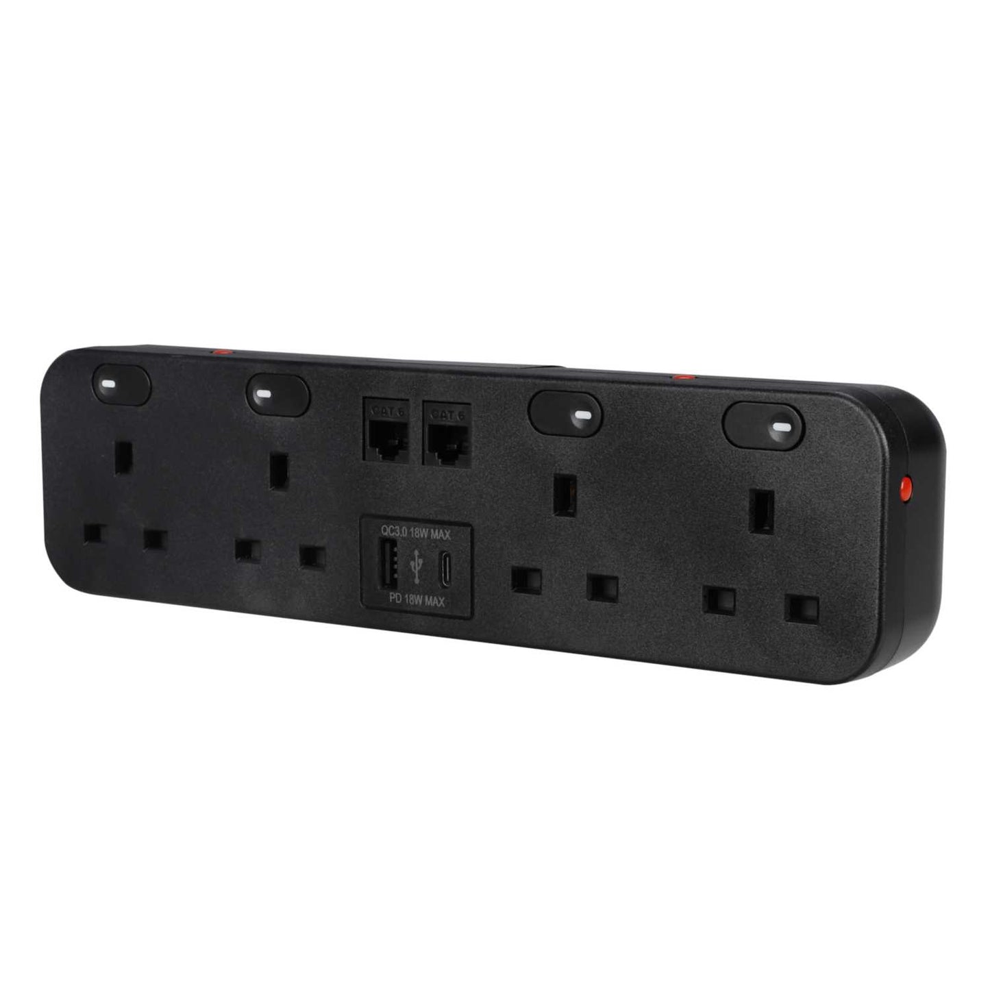 Marshall Tufflex Icon Desktop Module 4 x Power Sockets / 1 x USB-C / 1 x USB-A and 2 x Cat6 Black