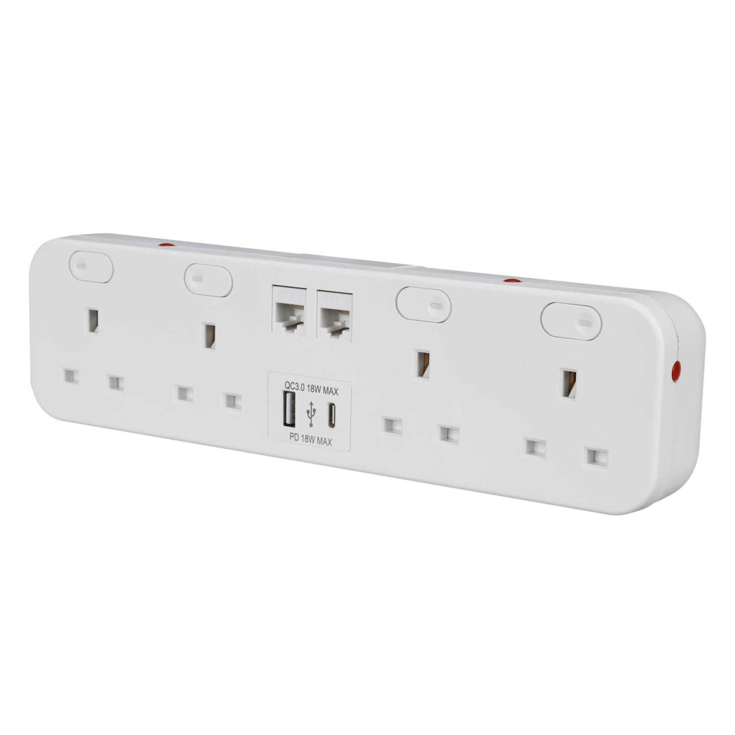 Marshall Tufflex Icon Desktop Module 4 x Power Sockets / 1 x USB-C / 1 x USB-A and 2 x Cat6 White