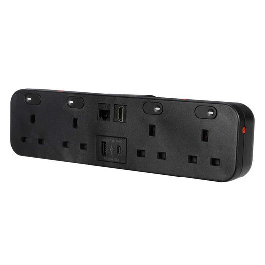 Marshall Tufflex Desktop Module 4 x Power Sockets / 2 x USB / 1 x Cat6 and 1 x Hdmi Port Black