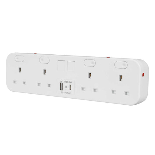 Marshall Tufflex Icon Desktop Module 4 Gang Power Socket / 1 x USB-C / 1 x USB-A White
