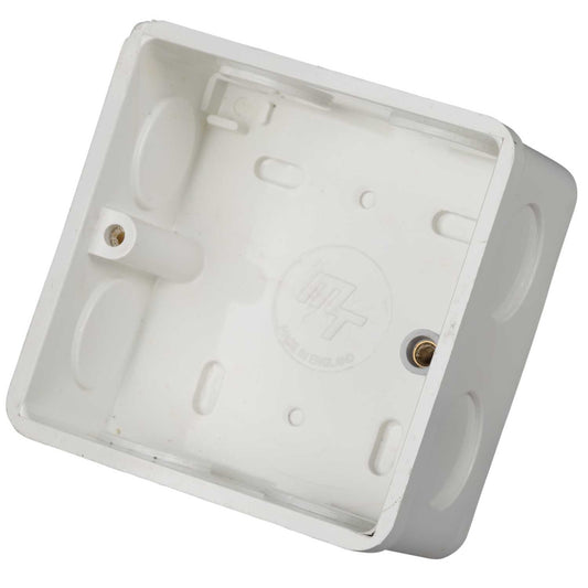 1 Gang 35mm PVC Flush Box Round Corners with 20mm Conduit KO White (Sold in 1's)