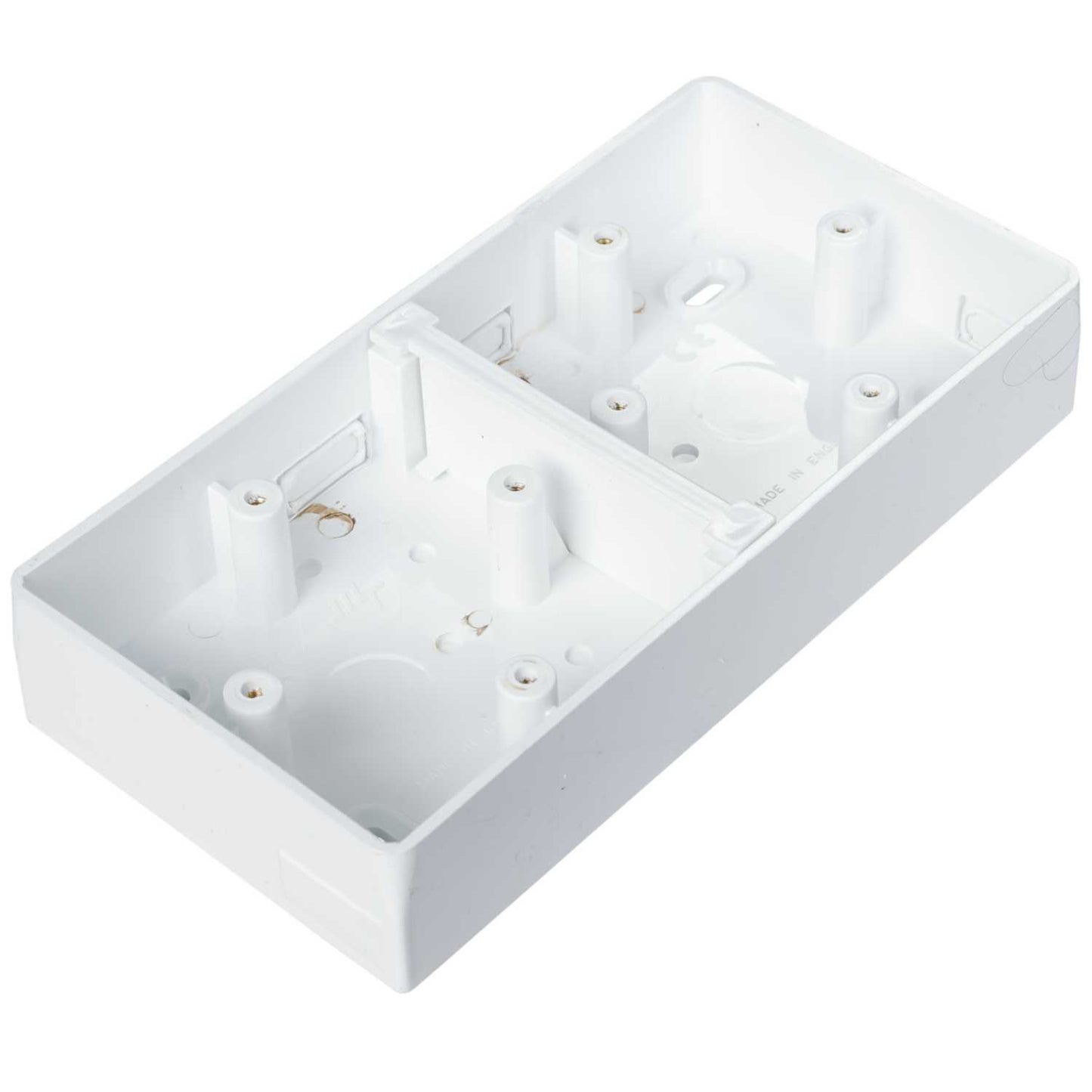 Marshall Tufflex 2 Gang Dual 32mm PVC Surface Back Box Round Corners for MMT2 White