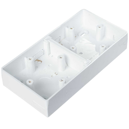Marshall Tufflex 2 Gang Dual 32mm PVC Surface Back Box Round Corners for MMT2 White