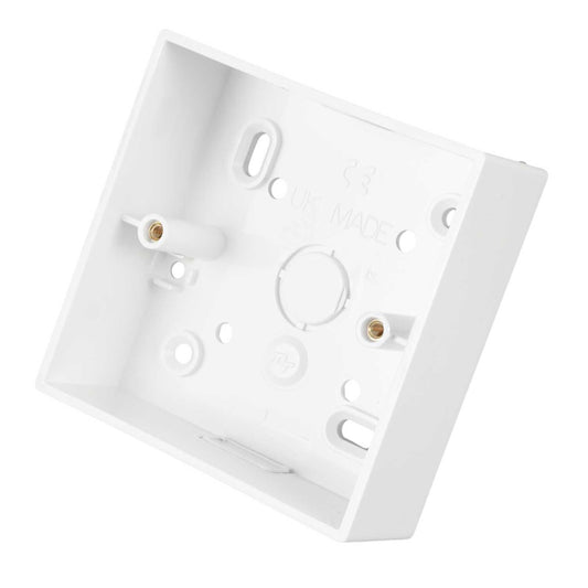 Marshall Tufflex 1 Gang 32mm PVC Surface Box Square Corners with Knockouts White