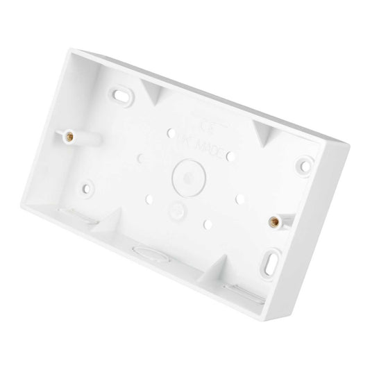 Marshall Tufflex 2 Gang 32mm PVC Surface Box Square Corners with Knockouts White
