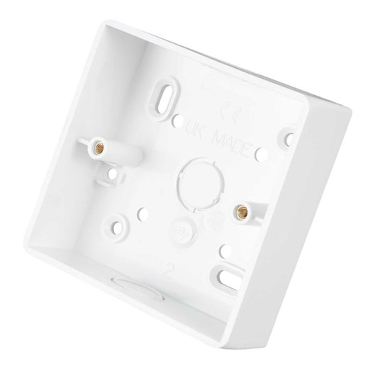 Marshall Tufflex 1 Gang 32mm PVC Surface Box Radius Corners with Knockouts White