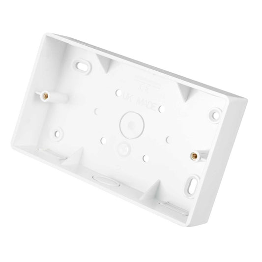 Marshall Tufflex 2 Gang 32mm PVC Surface Box Radius Corners with Knockouts White