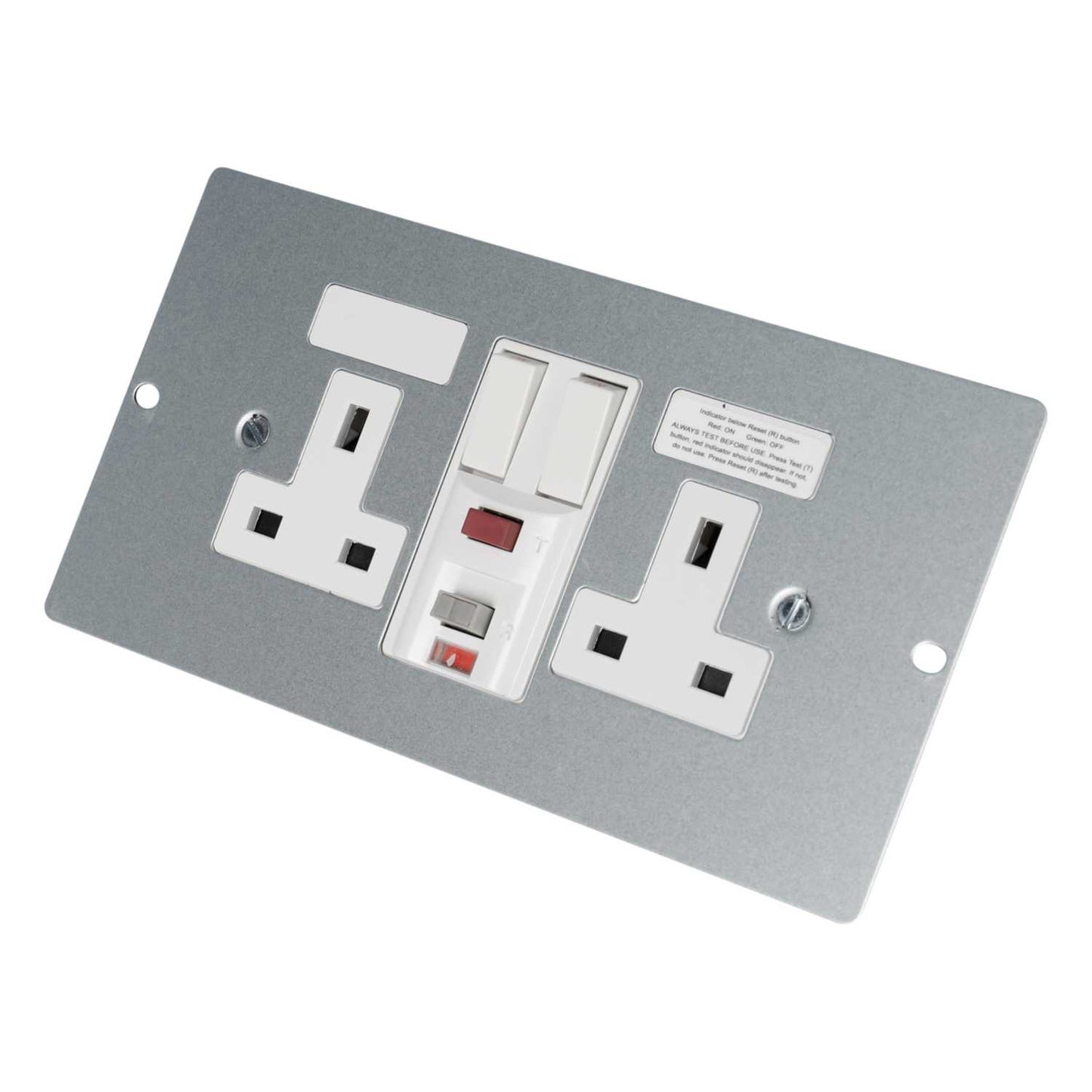 Marshall Tufflex 2 Gang RCD Double Switched Socket Plate for 3 Compartment Floor Box