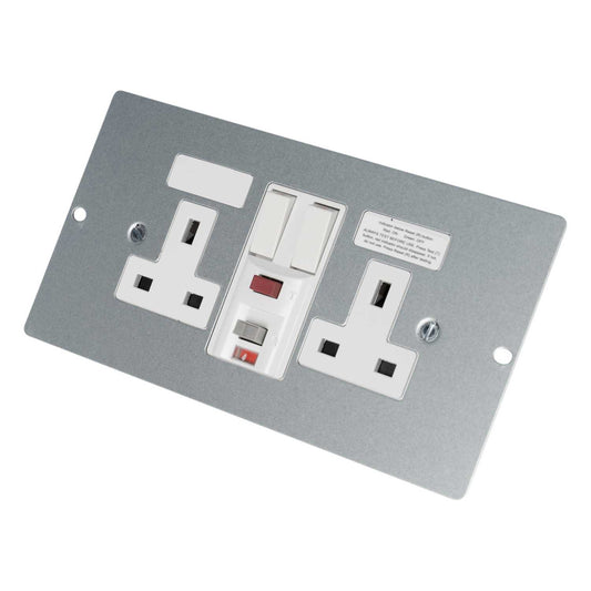 Marshall Tufflex 2 Gang RCD Double Switched Socket Plate for 3 Compartment Floor Box