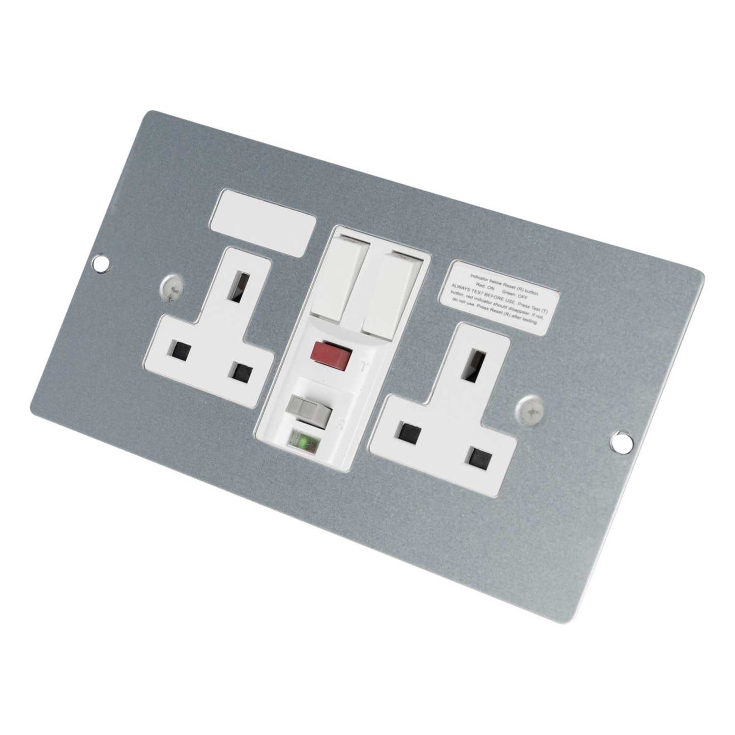 Marshall Tufflex 2 Gang RCD CE Double Switched Socket Plate for 3 Compartment Floor Box