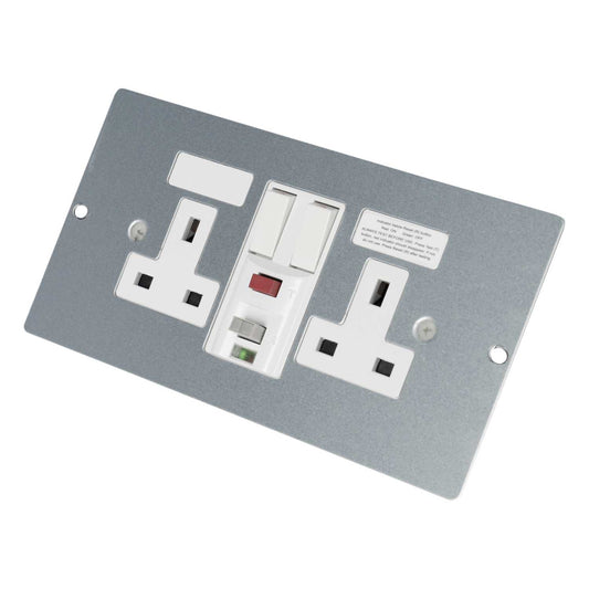 Marshall Tufflex 2 Gang RCD CE Double Switched Socket Plate for 3 Compartment Floor Box