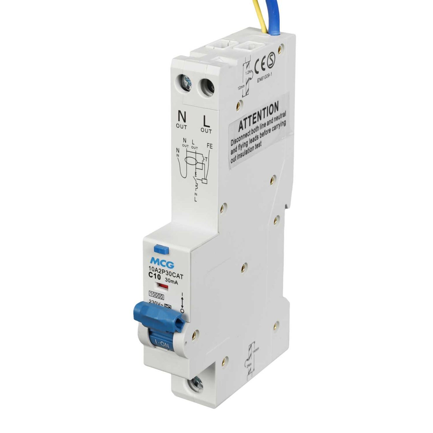 MCG 10A 1P+N 1 Module C Curve 10kA 30mA Type A Rcbo