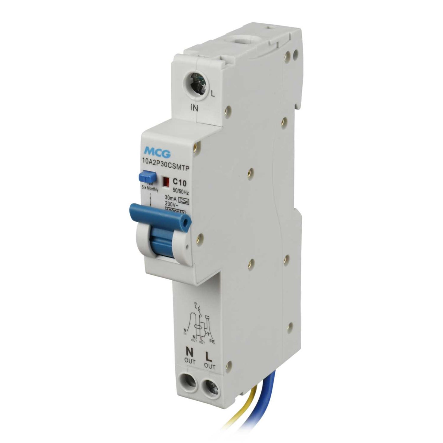MCG 10A 1P+N 1 Module C Curve 10kA 30mA Type A Rcbo