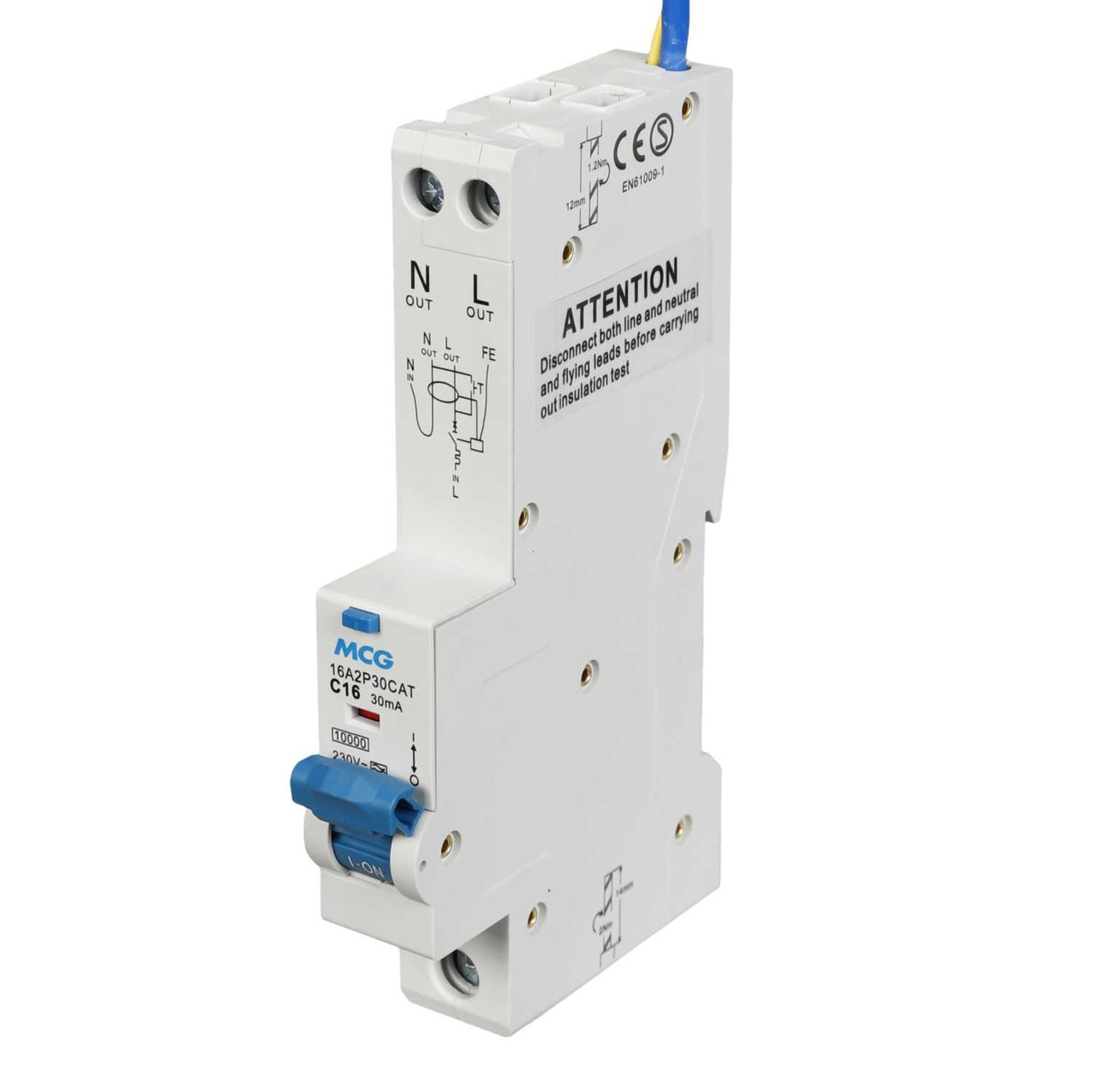 MCG 16A 1P+N 1 Module C Curve 10kA 30mA Type A Rcbo