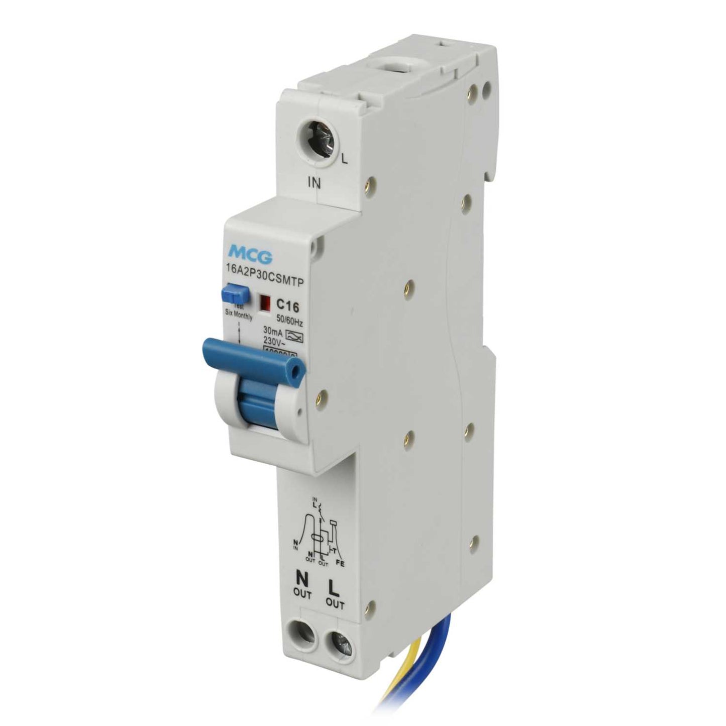 MCG 16A 1P+N 1 Module C Curve 10kA 30mA Type A Rcbo