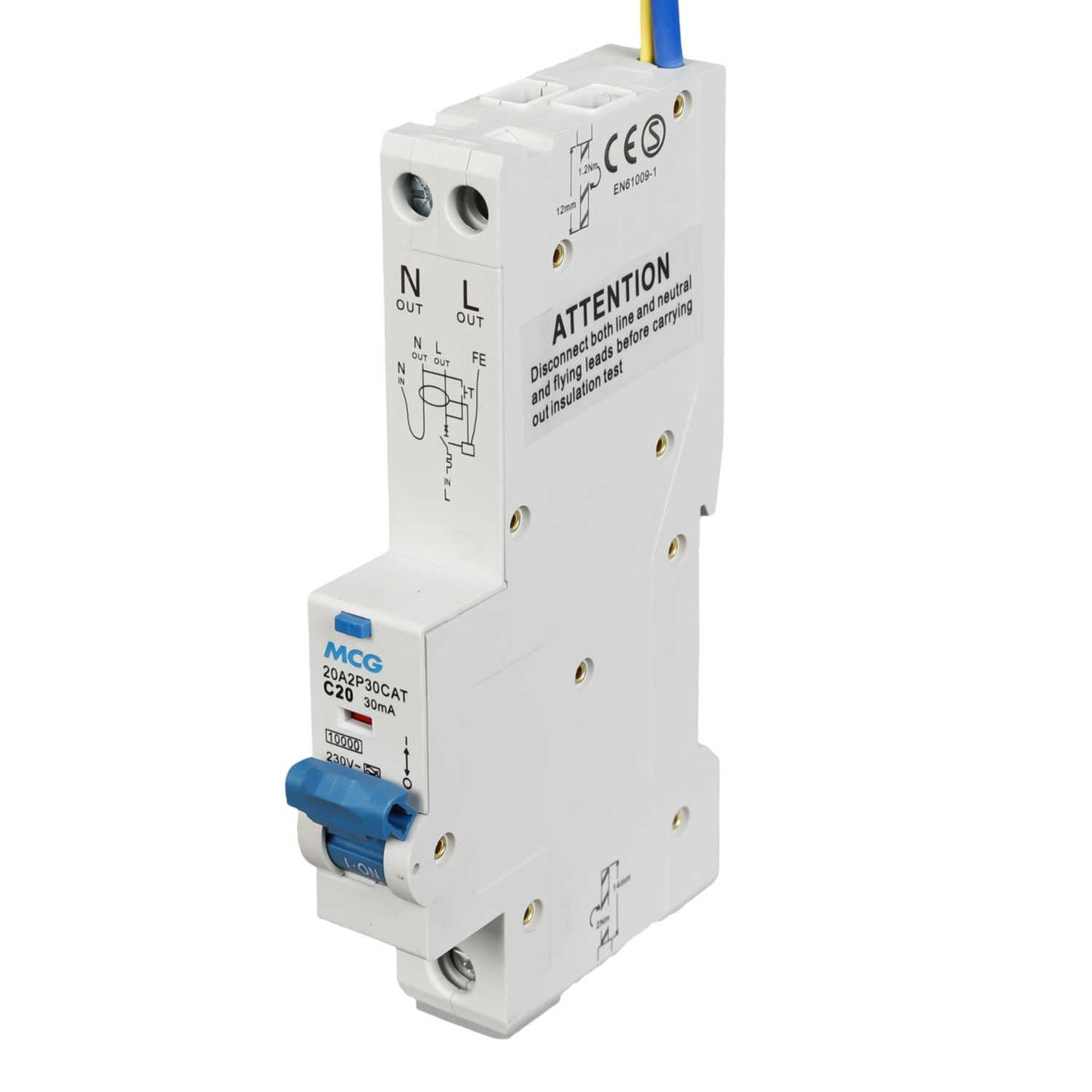 MCG 20A 1P+N 1 Module C Curve 10kA 30mA Type A Rcbo