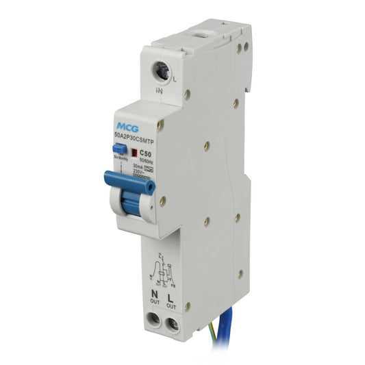 MCG 50A 1P+N 1 Module C Curve 10kA 30mA Type A Rcbo
