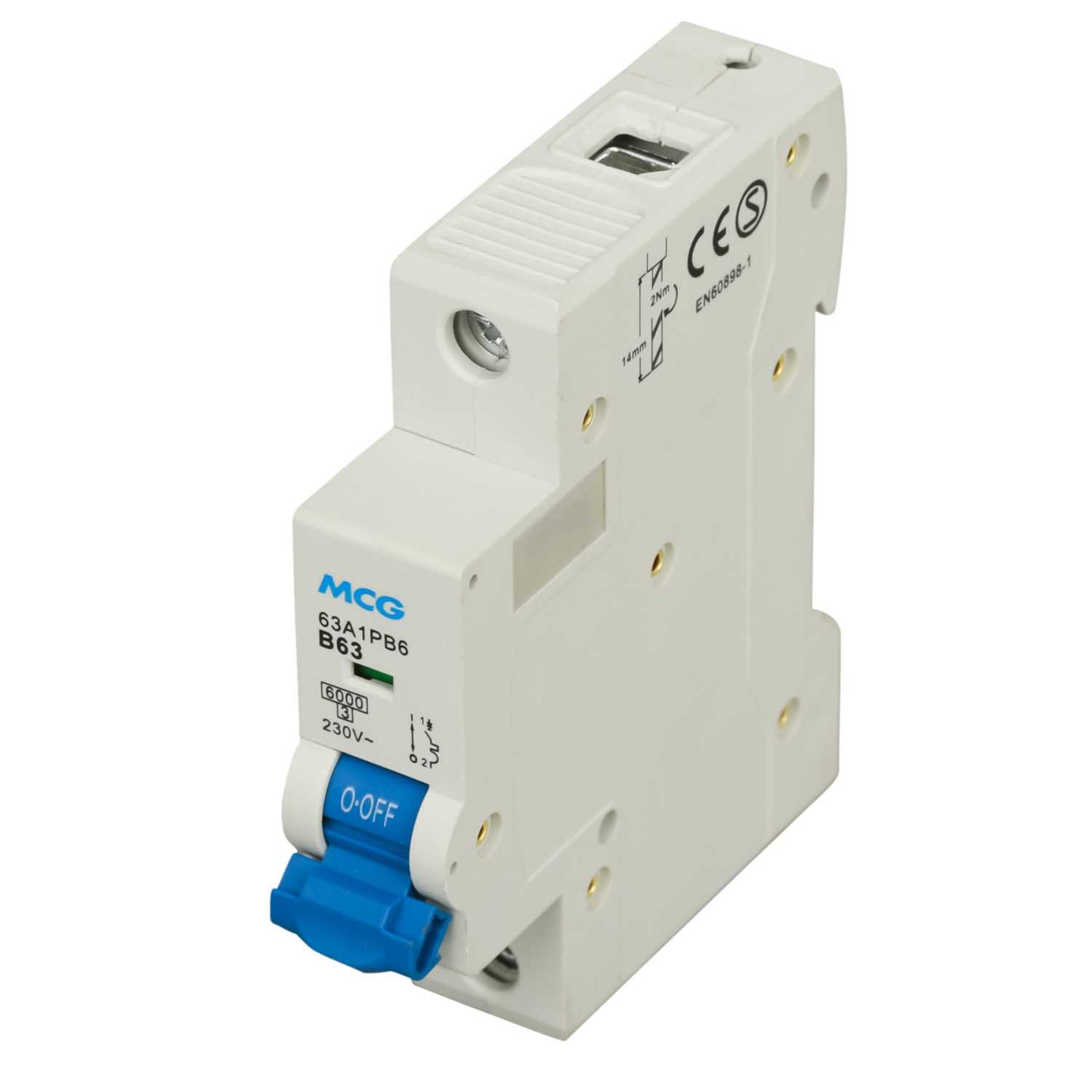 MCG 63A Single Pole 6kA B Curve MCB
