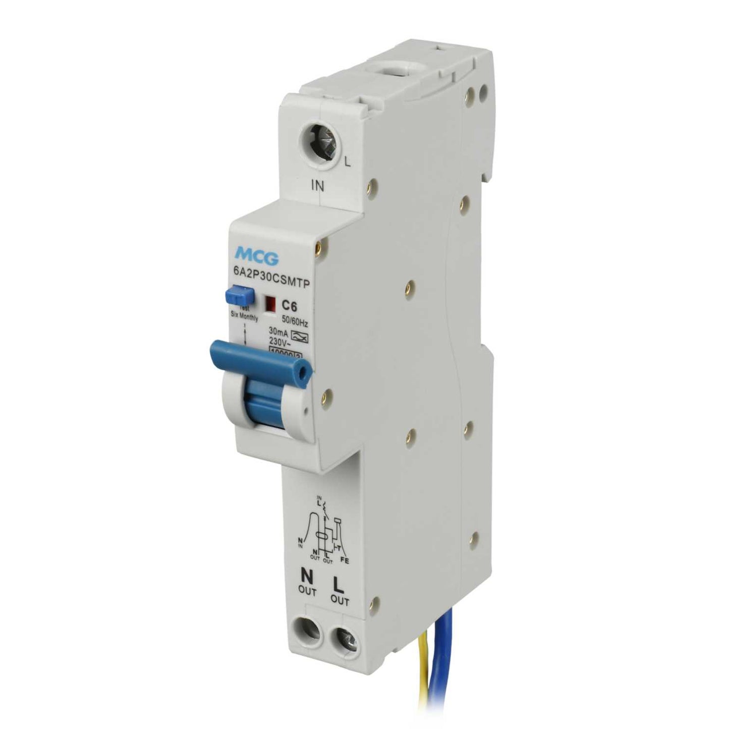 MCG 6A 1P+N 1 Module C Curve 10kA 30mA Type A Rcbo
