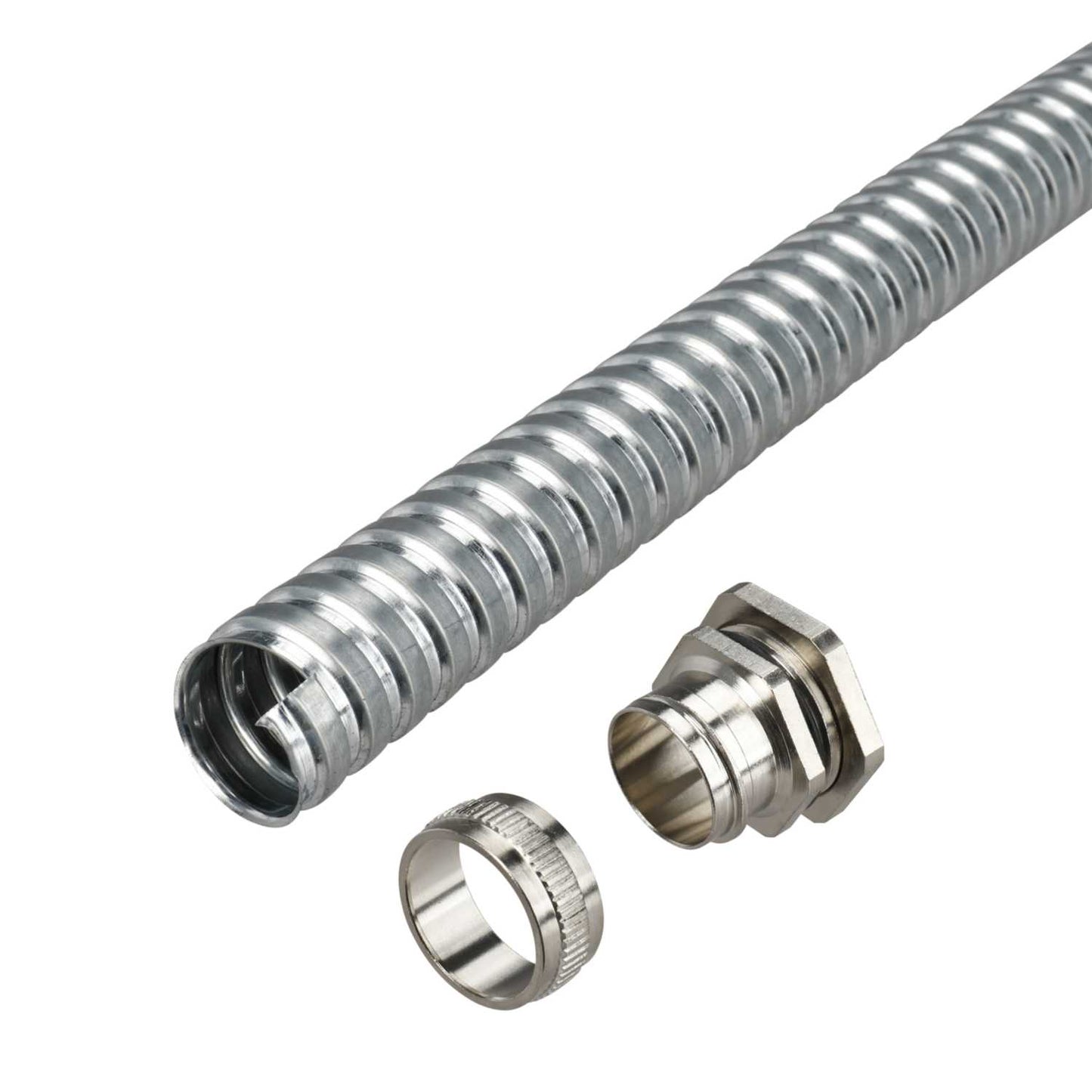 MCG 25mm Galvanised Steel Flexible Conduit Pack (10m Reel and 10 Fixed Glands)