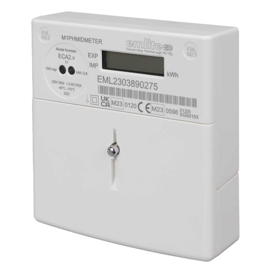 MCG 100A Single Phase Bi Directional kWh MID Meter c/w Ext Cover