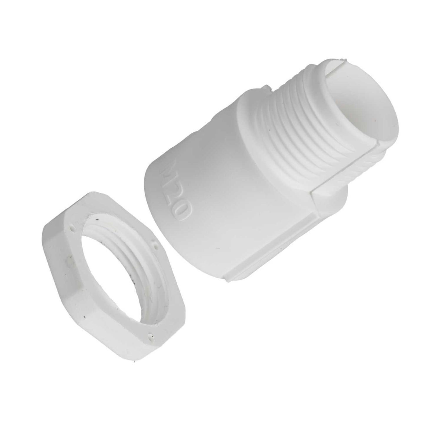 MCG 20mm Glands for Polypropylene Conduit in White complete with Locknut