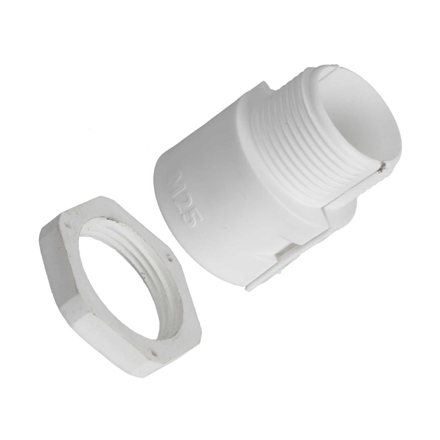 MCG 25mm Glands for Polypropylene Conduit in White complete with Locknut