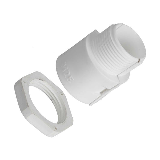 MCG 25mm Glands for Polypropylene Conduit in White complete with Locknut