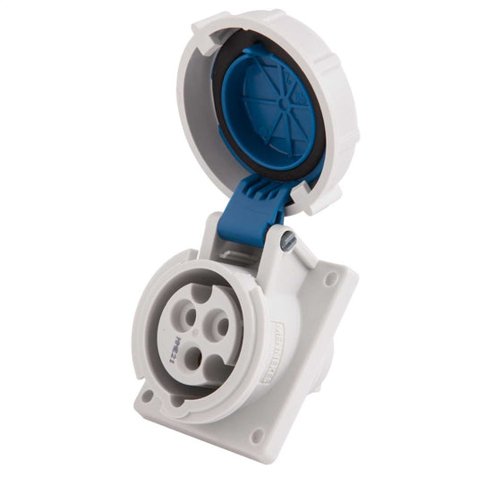 Mennekes 16A 2P+E 230V Angled Panel Mounted Socket IP67