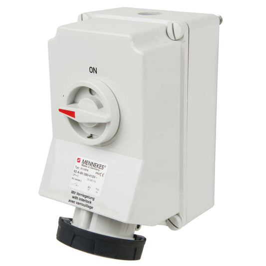 Mennekes 63A 3P+E 415V Interlocked Switched Socket IP67