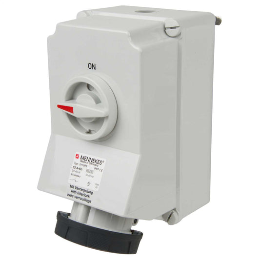 Mennekes 63A 3P+N+E 415V Interlocked Switched Socket IP67