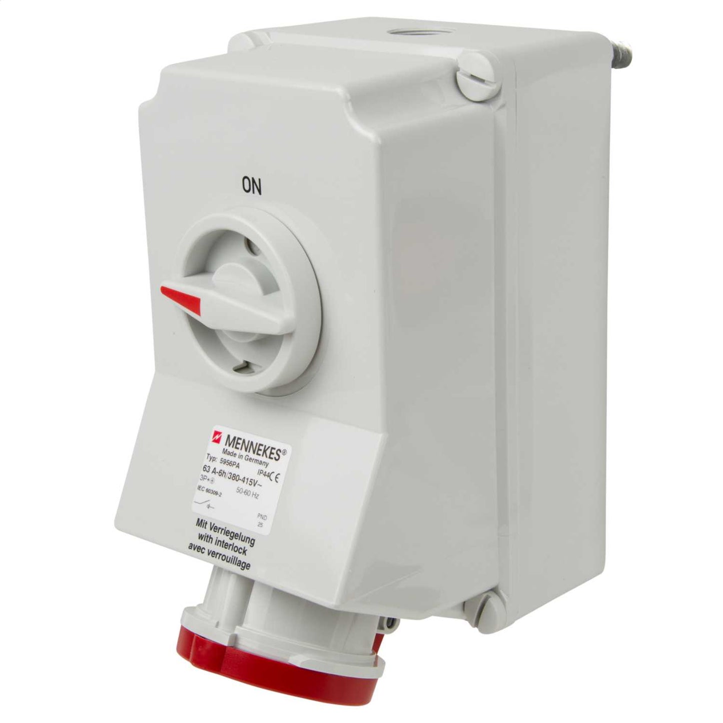 Mennekes 63A 3P+E 415V Interlocked Switched Socket IP44