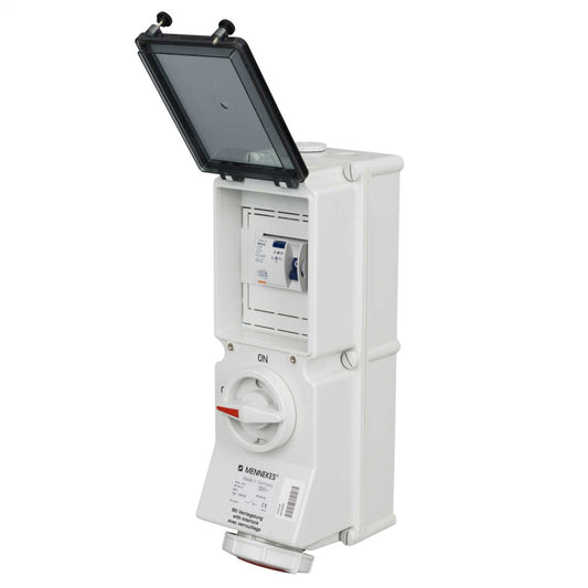 Mennekes 16A 3P+N+ E 415V IInterlocked Switched RCD Protected Socket IP67