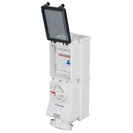 Mennekes 32A 3P+N+ E 415V Interlocked Switched RCD Protected Socket IP67