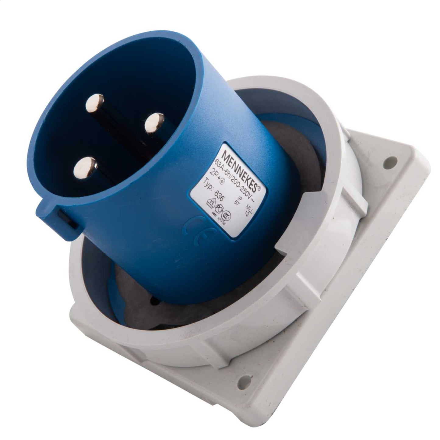 Mennekes 63A 2P+E 230V Panel Mounted Appliance Inlet IP67