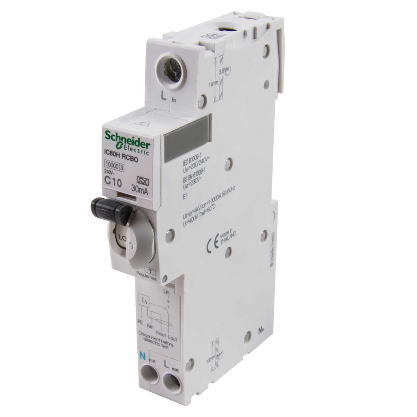 Schneider Acti9 10A 1P+N 1 Module C Curve 10kA 30mA Type A Rcbo