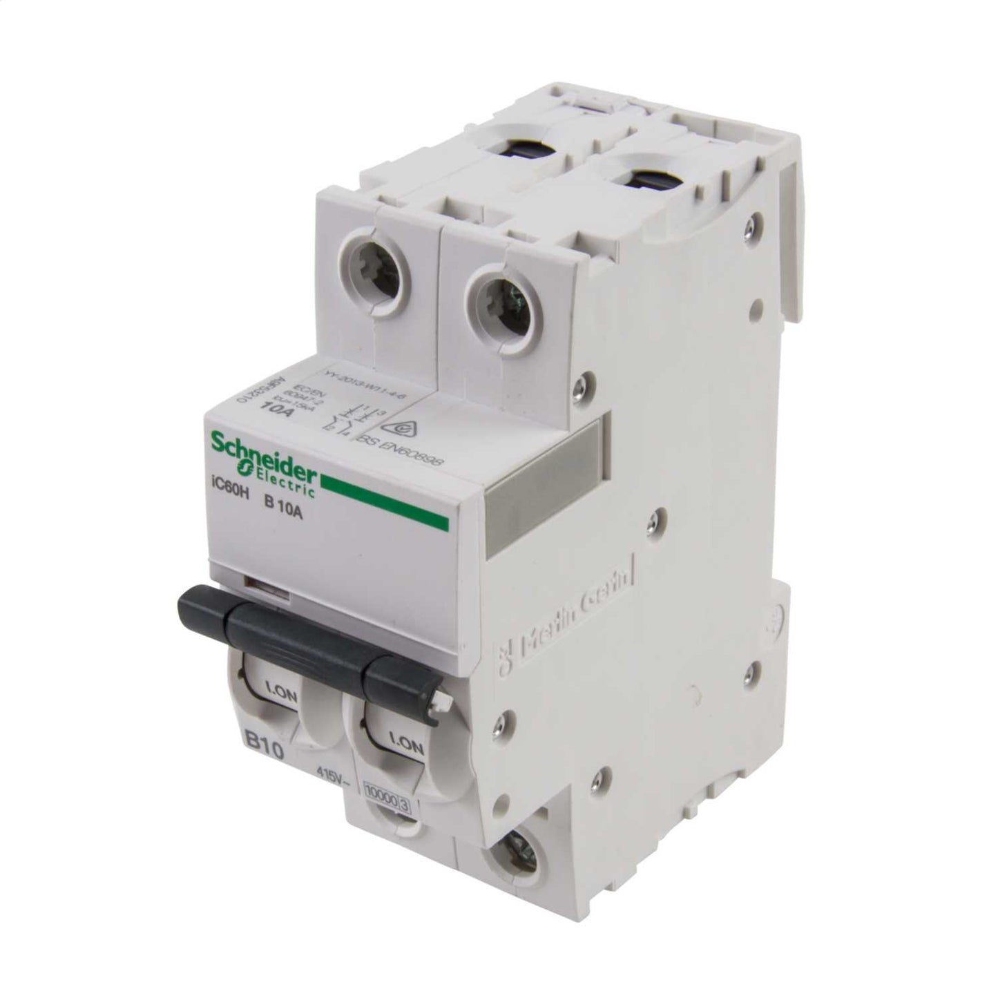 Schneider Acti9 10A Double Pole 10kA B Curve MCB