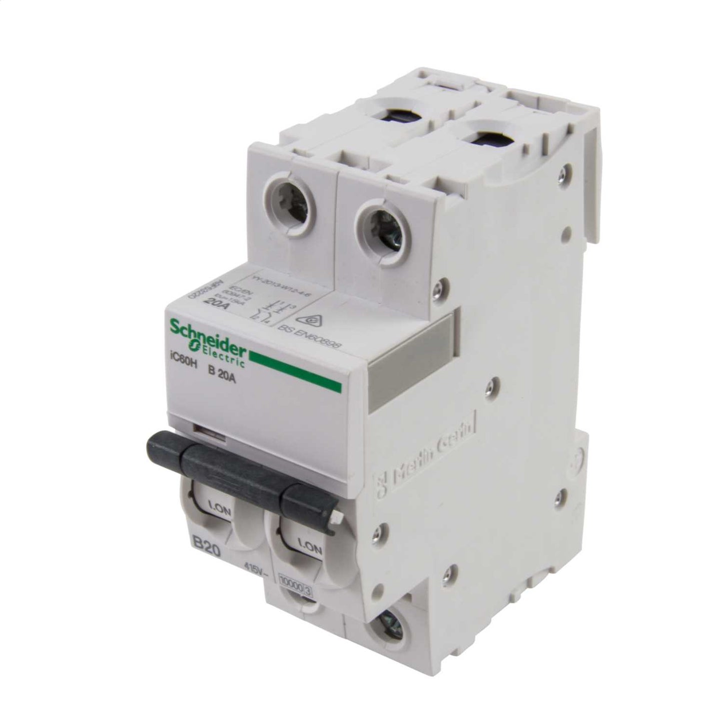 Schneider Acti9 20A Double Pole 10kA B Curve MCB