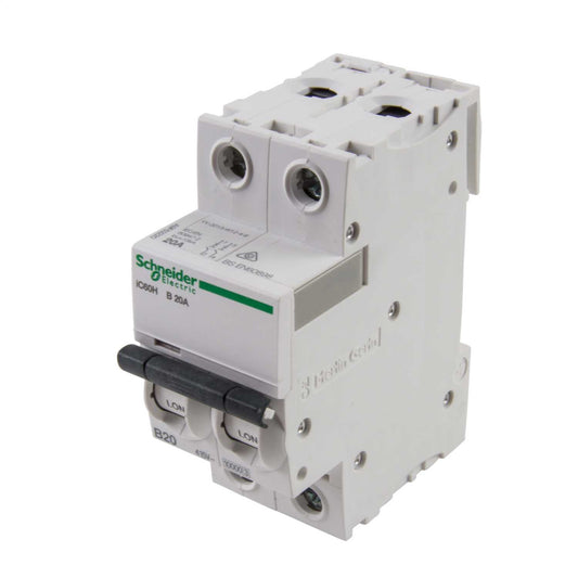 Schneider Acti9 20A Double Pole 10kA B Curve MCB