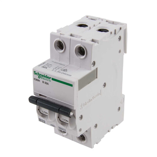 Schneider Acti9 32A Double Pole 10kA B Curve MCB