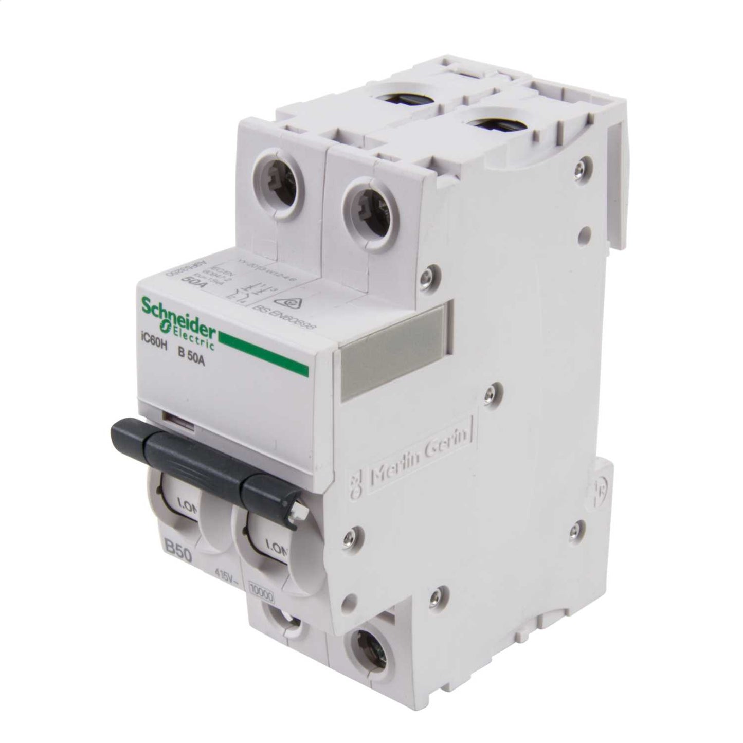 Schneider Acti9 50A Double Pole 10kA B Curve MCB