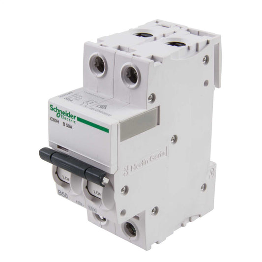 Schneider Acti9 50A Double Pole 10kA B Curve MCB