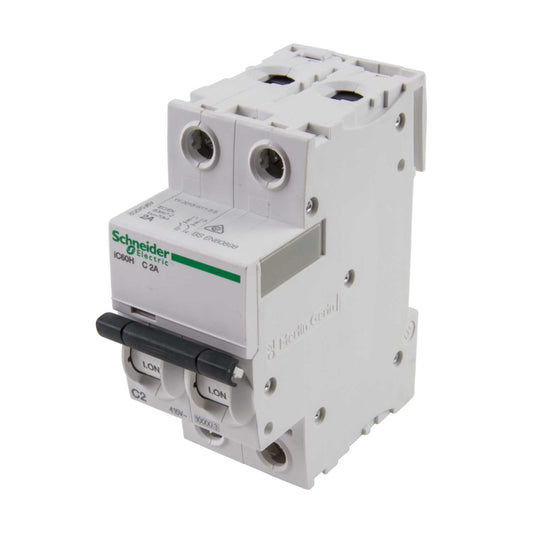 Schneider Acti9 2A Double Pole 10kA C Curve MCB