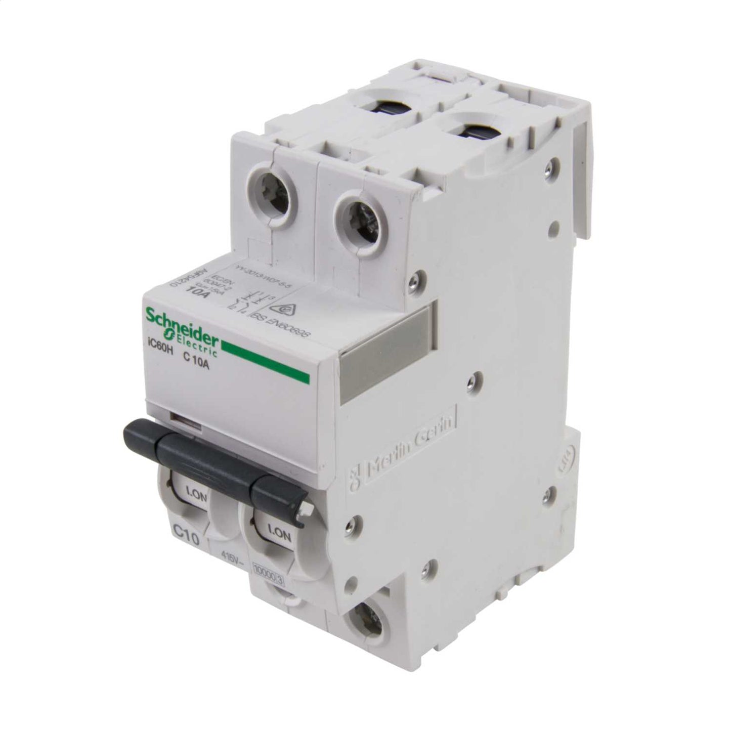 Schneider Acti9 10A Double Pole 10kA C Curve MCB