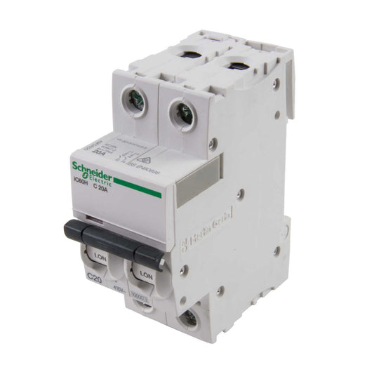 Schneider Acti9 20A Double Pole 10kA C Curve MCB